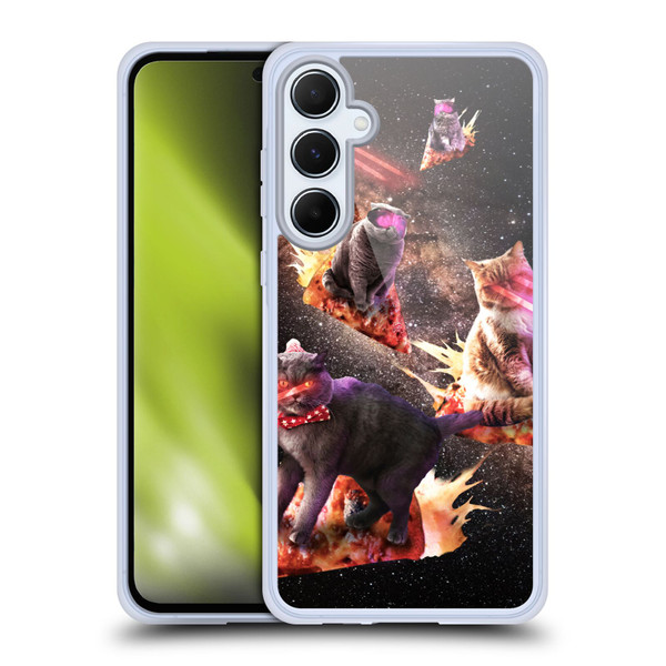 Random Galaxy Space Cat Fire Pizza Soft Gel Case for Samsung Galaxy A55 5G