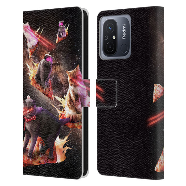 Random Galaxy Space Cat Fire Pizza Leather Book Wallet Case Cover For Xiaomi Redmi 12C