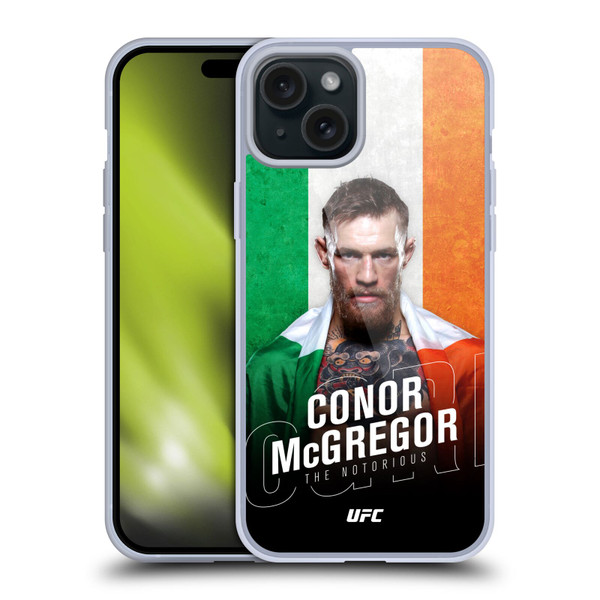 UFC Conor McGregor Ireland Flag Soft Gel Case for Apple iPhone 15 Plus