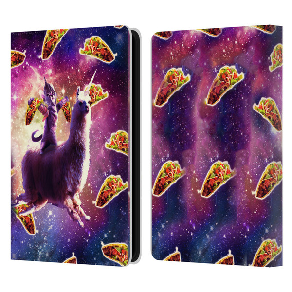 Random Galaxy Space Llama Warrior Cat & Tacos Leather Book Wallet Case Cover For Amazon Kindle Paperwhite 5 (2021)