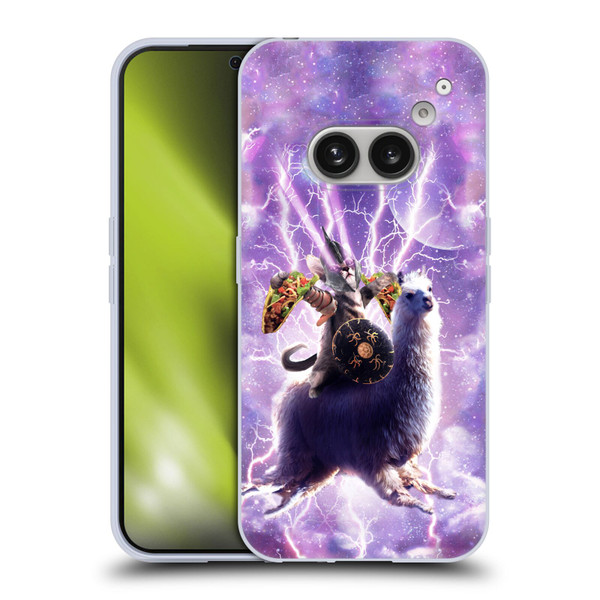 Random Galaxy Space Llama Lazer Cat & Tacos Soft Gel Case for Nothing Phone (2a)