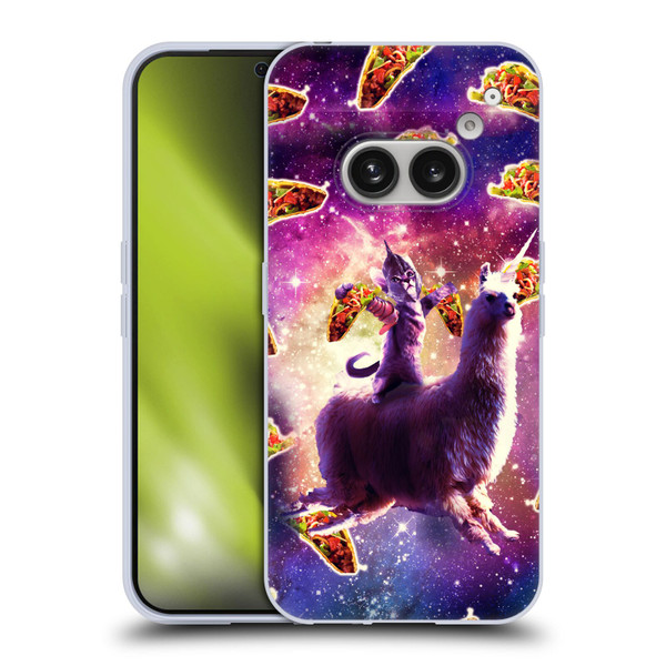 Random Galaxy Space Llama Warrior Cat & Tacos Soft Gel Case for Nothing Phone (2a)