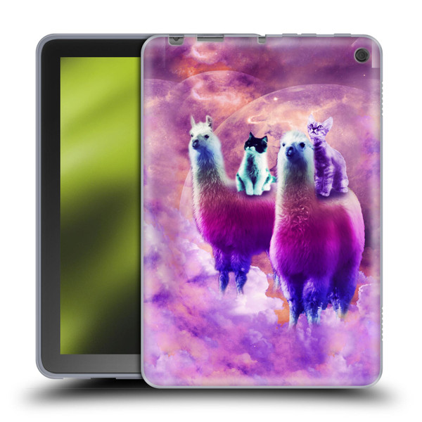 Random Galaxy Space Llama Kitty & Cat Soft Gel Case for Amazon Fire HD 8/Fire HD 8 Plus 2020