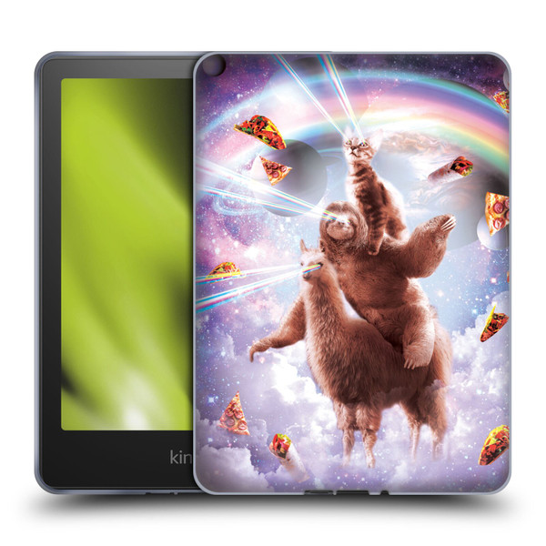 Random Galaxy Space Llama Sloth & Cat Lazer Eyes Soft Gel Case for Amazon Kindle Paperwhite 5 (2021)