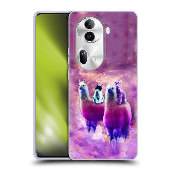 Random Galaxy Space Llama Kitty & Cat Soft Gel Case for OPPO Reno11 Pro