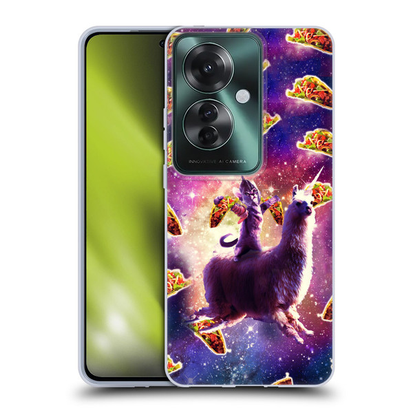 Random Galaxy Space Llama Warrior Cat & Tacos Soft Gel Case for OPPO Reno11 F 5G / F25 Pro 5G