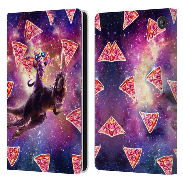 Random Galaxy Space Pizza Ride Thug Cat & Dinosaur Unicorn Leather Book Wallet Case Cover For Amazon Fire 7 2022