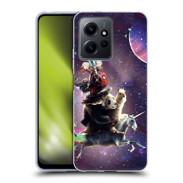 Random Galaxy Space Llama Unicorn Space Ride Soft Gel Case for Xiaomi Redmi Note 12 4G