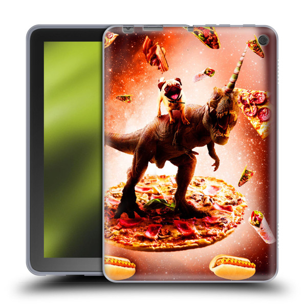 Random Galaxy Space Pizza Ride Pug & Dinosaur Unicorn Soft Gel Case for Amazon Fire HD 8/Fire HD 8 Plus 2020