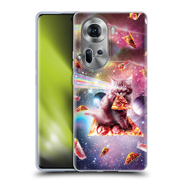 Random Galaxy Space Pizza Ride Outer Space Lazer Cat Soft Gel Case for OPPO Reno11