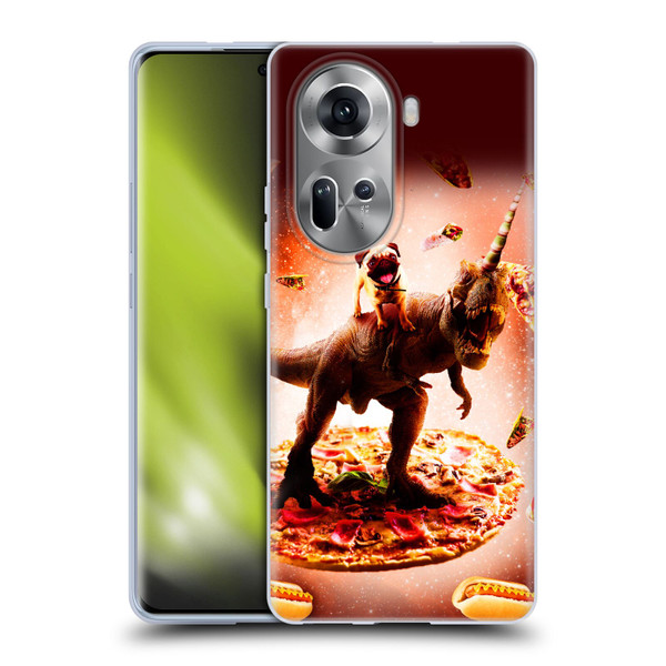 Random Galaxy Space Pizza Ride Pug & Dinosaur Unicorn Soft Gel Case for OPPO Reno11