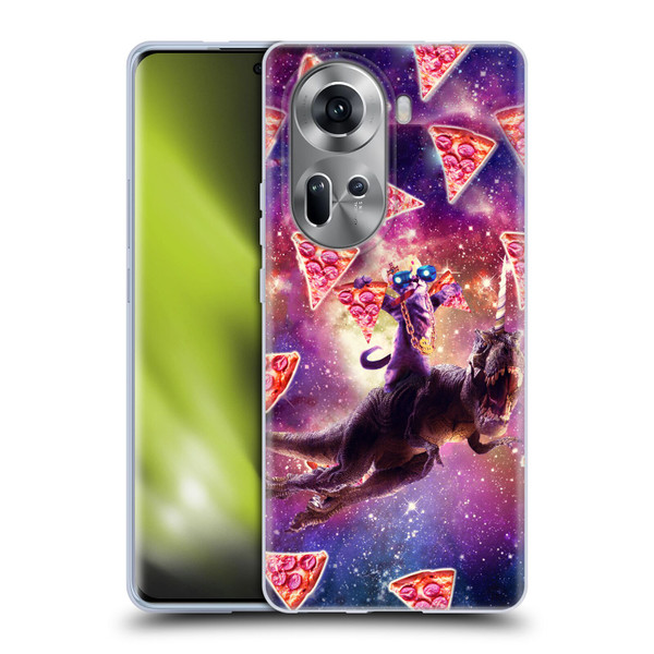 Random Galaxy Space Pizza Ride Thug Cat & Dinosaur Unicorn Soft Gel Case for OPPO Reno11