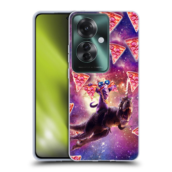 Random Galaxy Space Pizza Ride Thug Cat & Dinosaur Unicorn Soft Gel Case for OPPO Reno11 F 5G / F25 Pro 5G