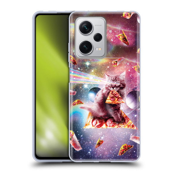 Random Galaxy Space Pizza Ride Outer Space Lazer Cat Soft Gel Case for Xiaomi Redmi Note 12 Pro+ 5G