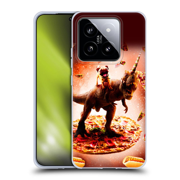 Random Galaxy Space Pizza Ride Pug & Dinosaur Unicorn Soft Gel Case for Xiaomi 14