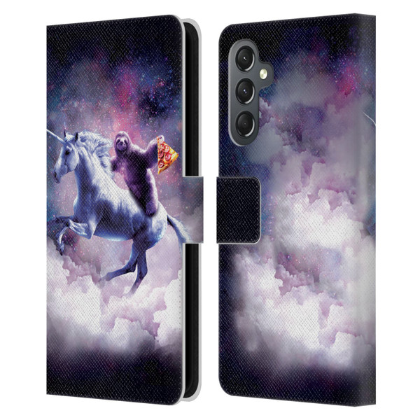 Random Galaxy Space Unicorn Ride Pizza Sloth Leather Book Wallet Case Cover For Samsung Galaxy A25 5G