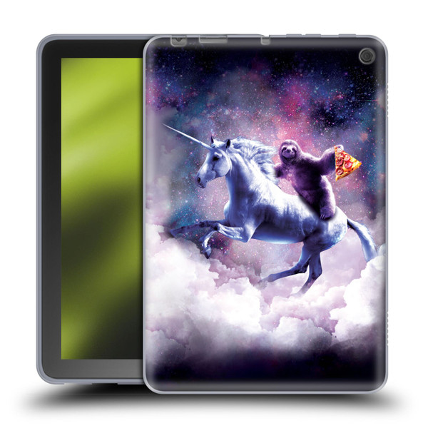 Random Galaxy Space Unicorn Ride Pizza Sloth Soft Gel Case for Amazon Fire HD 8/Fire HD 8 Plus 2020