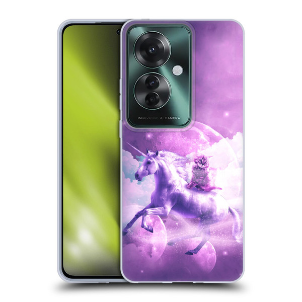 Random Galaxy Space Unicorn Ride Purple Galaxy Cat Soft Gel Case for OPPO Reno11 F 5G / F25 Pro 5G
