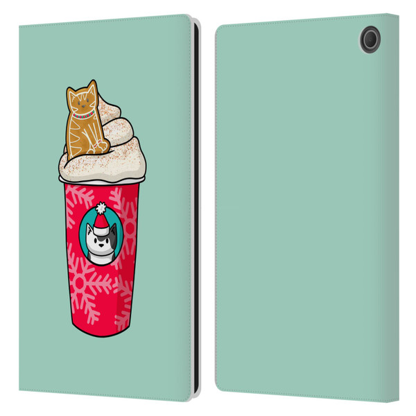 Beth Wilson Doodlecats Gingerbread Latte Leather Book Wallet Case Cover For Amazon Fire Max 11 2023