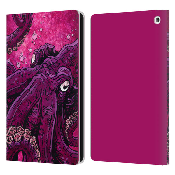 David Lozeau Colourful Grunge Octopus Squid Leather Book Wallet Case Cover For Amazon Fire HD 8/Fire HD 8 Plus 2020