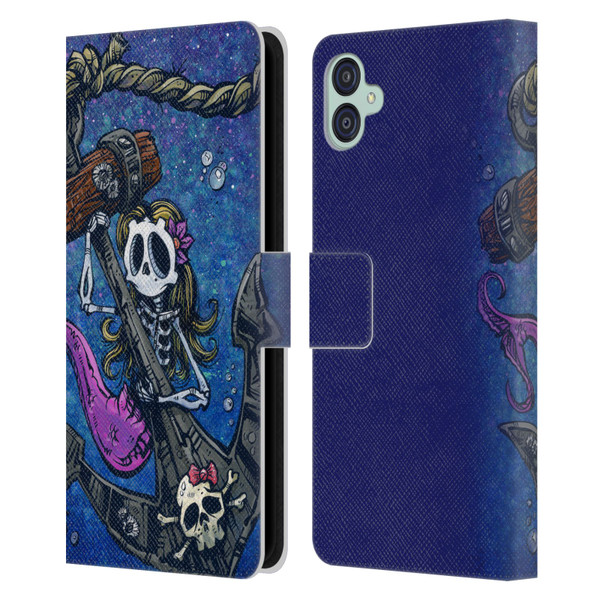 David Lozeau Colourful Grunge Mermaid Anchor Leather Book Wallet Case Cover For Samsung Galaxy M04 5G / A04e