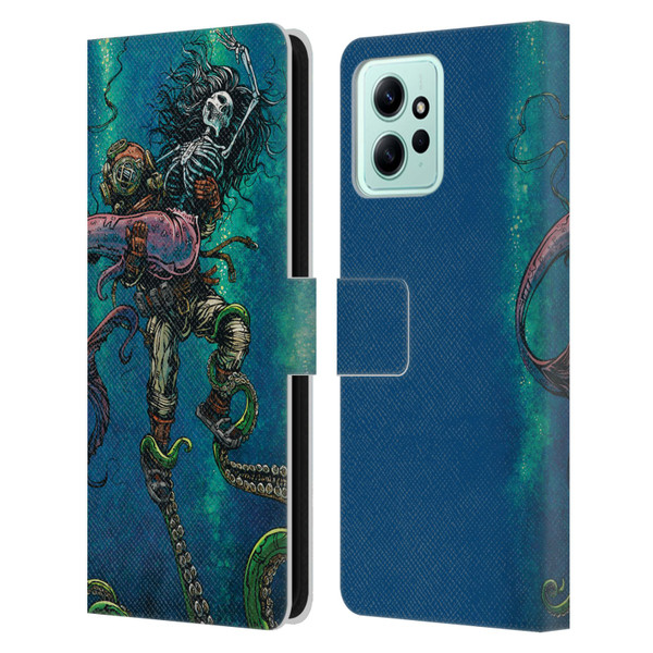 David Lozeau Colourful Grunge Diver And Mermaid Leather Book Wallet Case Cover For Xiaomi Redmi 12