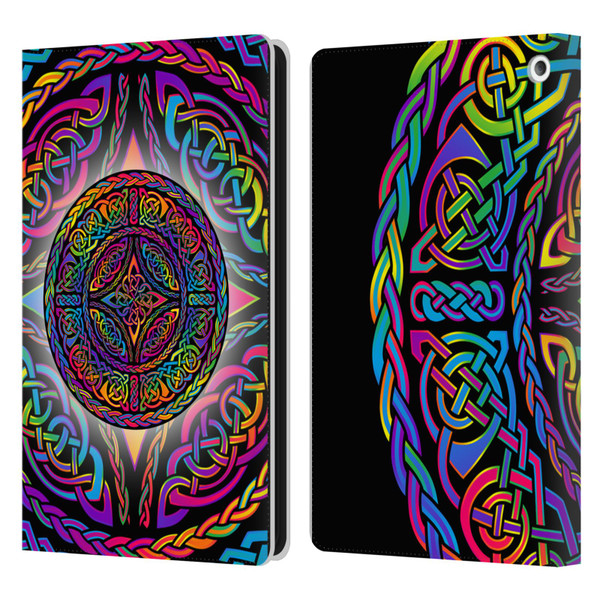 Beth Wilson Rainbow Celtic Knots Shield Leather Book Wallet Case Cover For Amazon Fire HD 8/Fire HD 8 Plus 2020