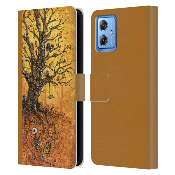David Lozeau Colourful Art Tree Of Life Leather Book Wallet Case Cover For Motorola Moto G54 5G