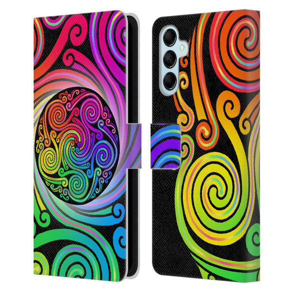 Beth Wilson Rainbow Celtic Knots Spirals Leather Book Wallet Case Cover For Samsung Galaxy M14 5G