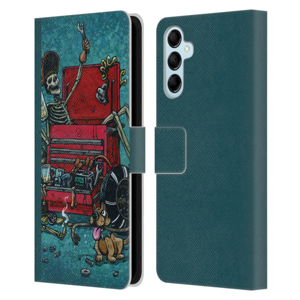 David Lozeau Colourful Art Garage Leather Book Wallet Case Cover For Samsung Galaxy M14 5G