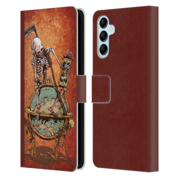 David Lozeau Colourful Art Memento Mori Leather Book Wallet Case Cover For Samsung Galaxy M14 5G