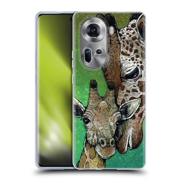 David Lozeau Colourful Art Giraffe Soft Gel Case for OPPO Reno11