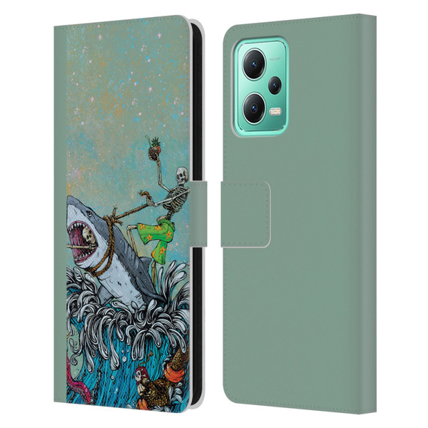 David Lozeau Colourful Art Surfing Leather Book Wallet Case Cover For Xiaomi Redmi Note 12 5G