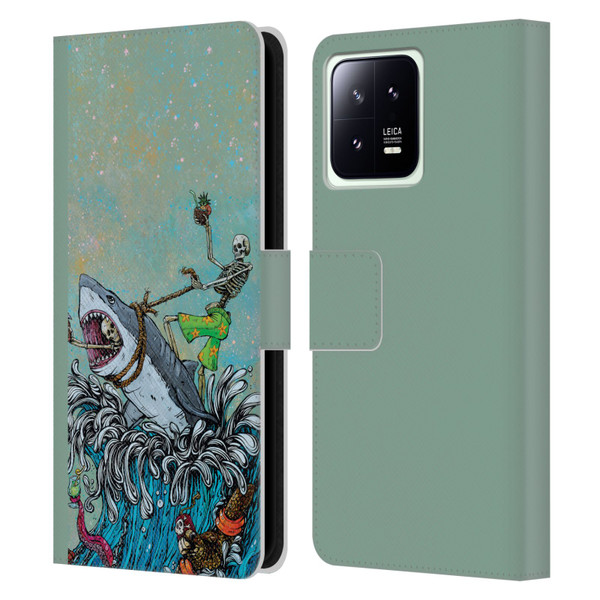 David Lozeau Colourful Art Surfing Leather Book Wallet Case Cover For Xiaomi 13 5G