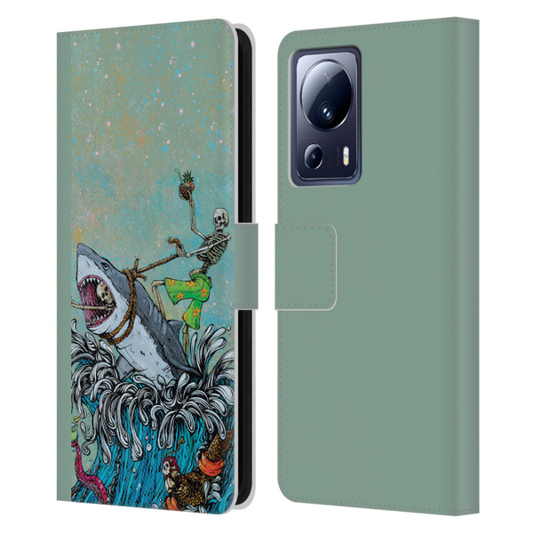 David Lozeau Colourful Art Surfing Leather Book Wallet Case Cover For Xiaomi 13 Lite 5G