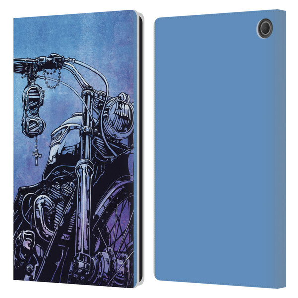 David Lozeau Skeleton Grunge Motorcycle Leather Book Wallet Case Cover For Amazon Fire Max 11 2023