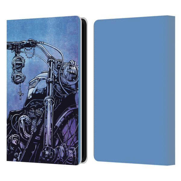 David Lozeau Skeleton Grunge Motorcycle Leather Book Wallet Case Cover For Amazon Kindle Paperwhite 5 (2021)