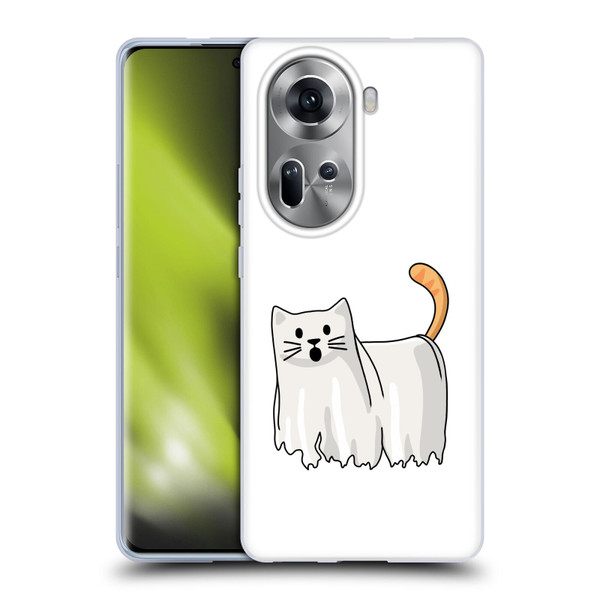 Beth Wilson Doodle Cats 2 Halloween Ghost Soft Gel Case for OPPO Reno11