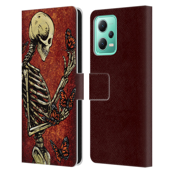 David Lozeau Skeleton Grunge Butterflies Leather Book Wallet Case Cover For Xiaomi Redmi Note 12 5G
