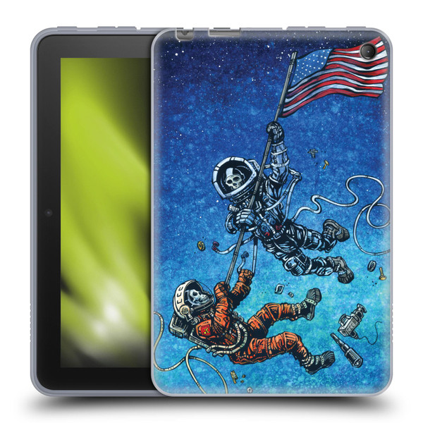 David Lozeau Skeleton Grunge Astronaut Battle Soft Gel Case for Amazon Fire 7 2022