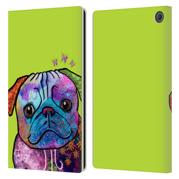 Duirwaigh Animals Pug Dog Leather Book Wallet Case Cover For Amazon Fire Max 11 2023