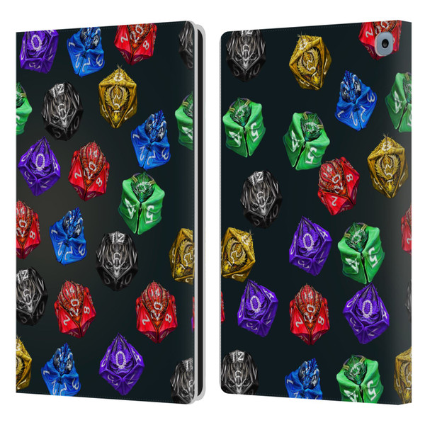 Stanley Morrison Art Six Dragons Gaming Dice Set Leather Book Wallet Case Cover For Amazon Fire HD 10 / Plus 2021