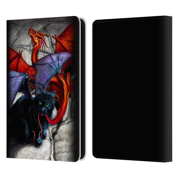 Stanley Morrison Art Bat Winged Black Cat & Dragon Leather Book Wallet Case Cover For Amazon Kindle 11th Gen 6in 2022