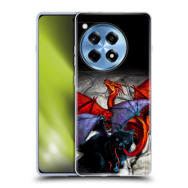 Stanley Morrison Art Bat Winged Black Cat & Dragon Soft Gel Case for OnePlus 12R