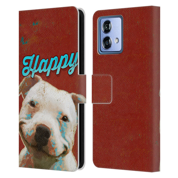 Duirwaigh Animals Pitbull Dog Leather Book Wallet Case Cover For Motorola Moto G84 5G