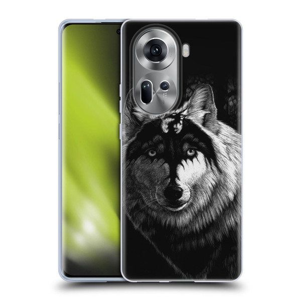 Stanley Morrison Black And White Gray Wolf With Dragon Marking Soft Gel Case for OPPO Reno11