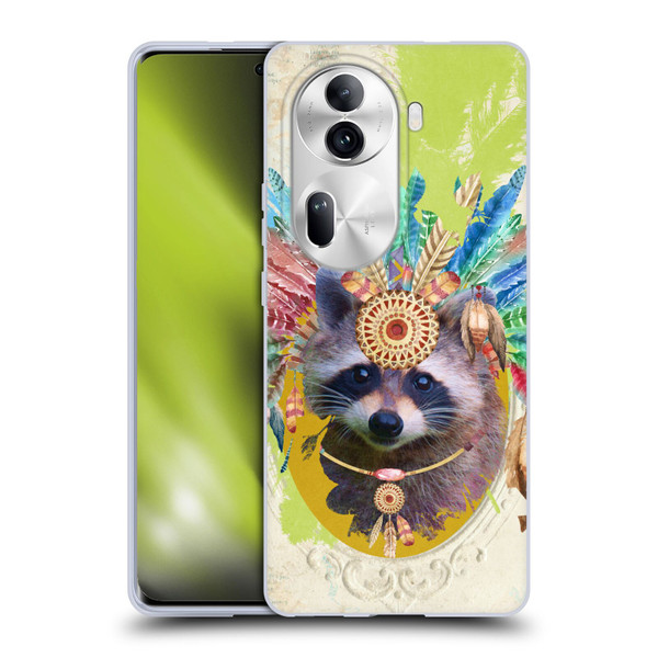 Duirwaigh Boho Animals Raccoon Soft Gel Case for OPPO Reno11 Pro