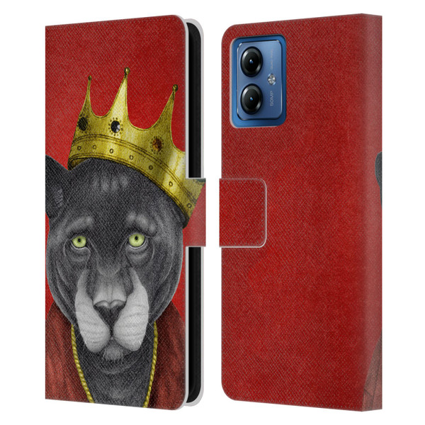 Barruf Animals The King Panther Leather Book Wallet Case Cover For Motorola Moto G14