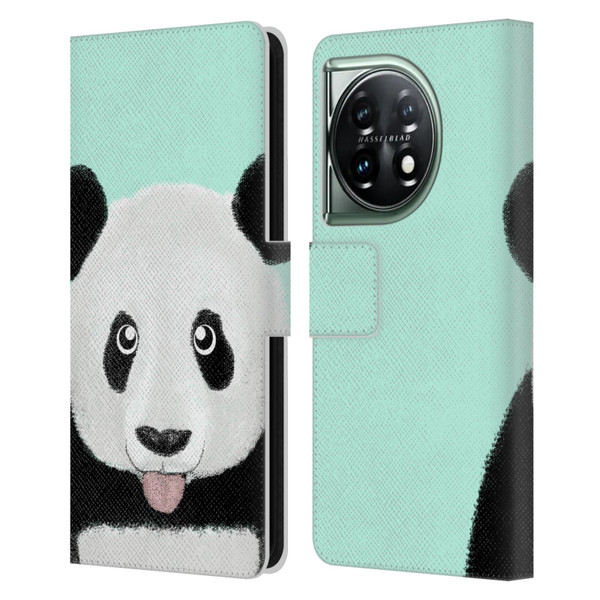 Barruf Animals The Cute Panda Leather Book Wallet Case Cover For OnePlus 11 5G
