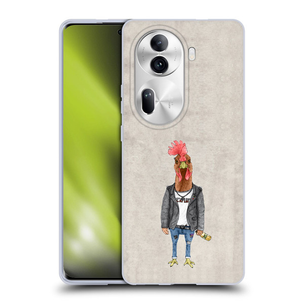 Barruf Animals Punk Rooster Soft Gel Case for OPPO Reno11 Pro